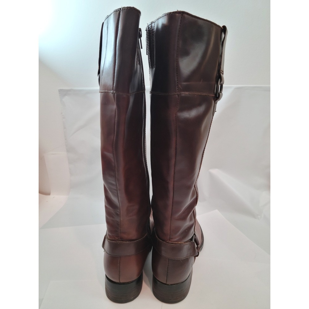 Born Riding Boots W62417 Mahogany Brown Leather Harness Tall Zip Shoes 8.5 40 - Picture 5 of 13